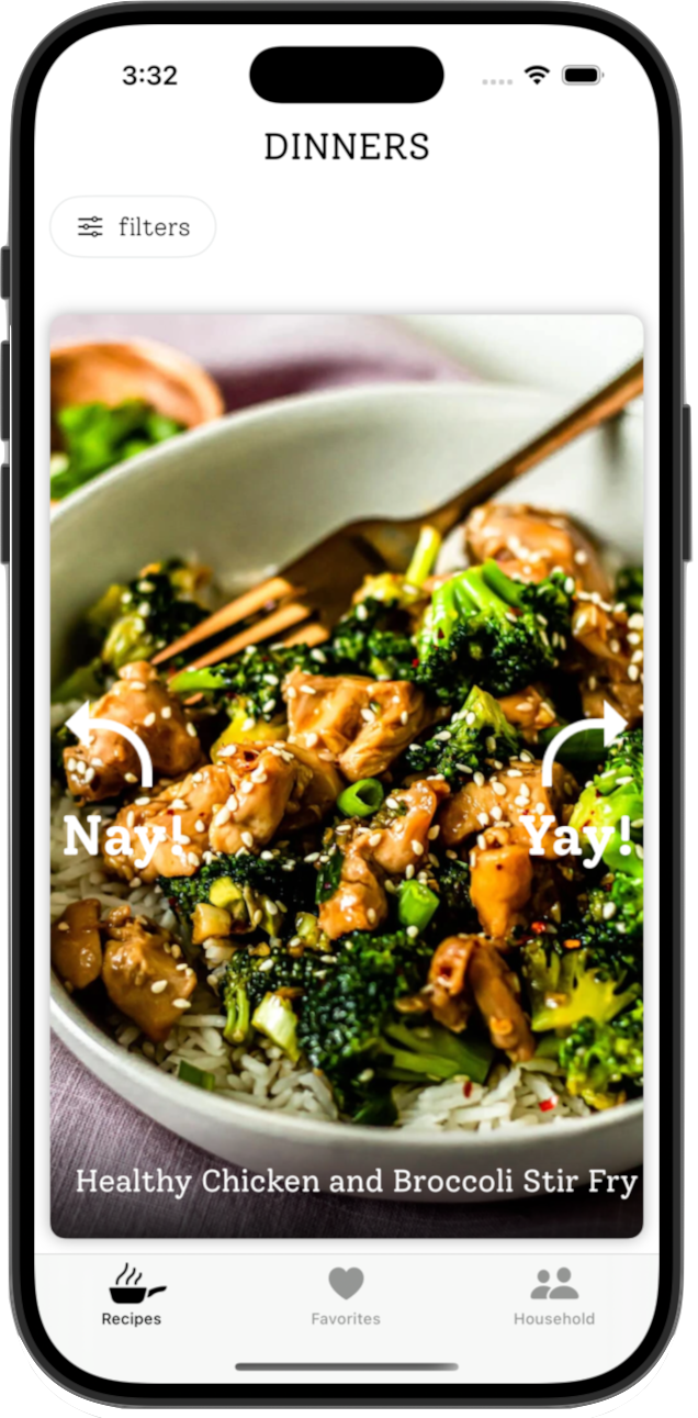 Dinners App on a Phone